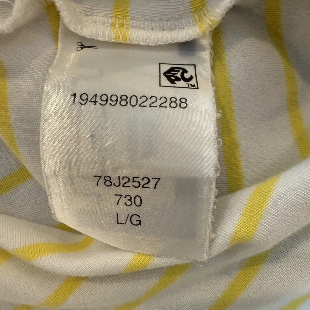 Tommy Hilfiger Men's‎ Large Polo Shirt White Yellow Stripes Blue Collar